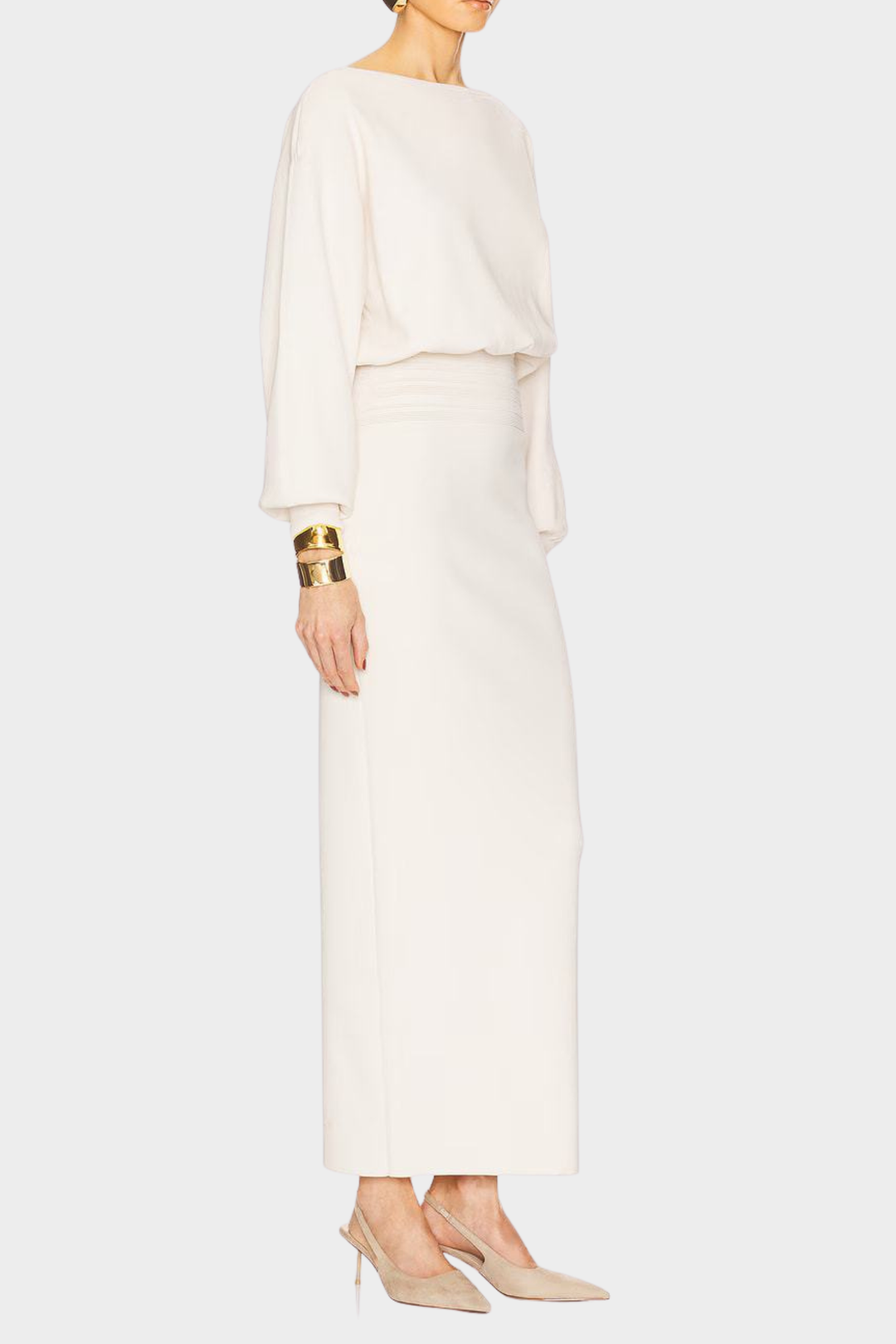 White Muse Batwing Knit Maxi Dress