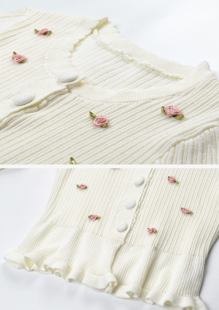 Rosalie Embroidered Peplum Cardigan