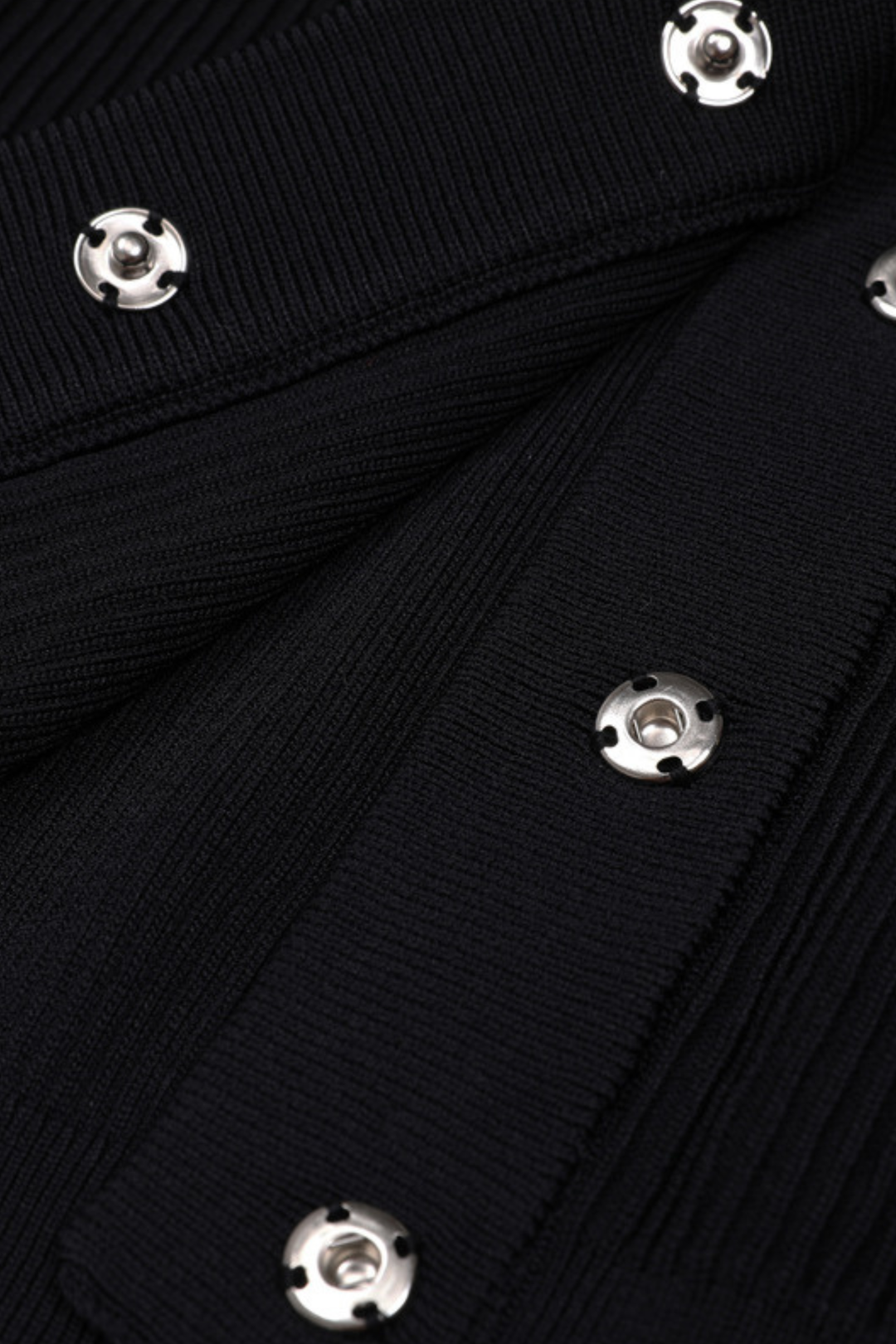 Gem Button Ribbed Knit Cardigan