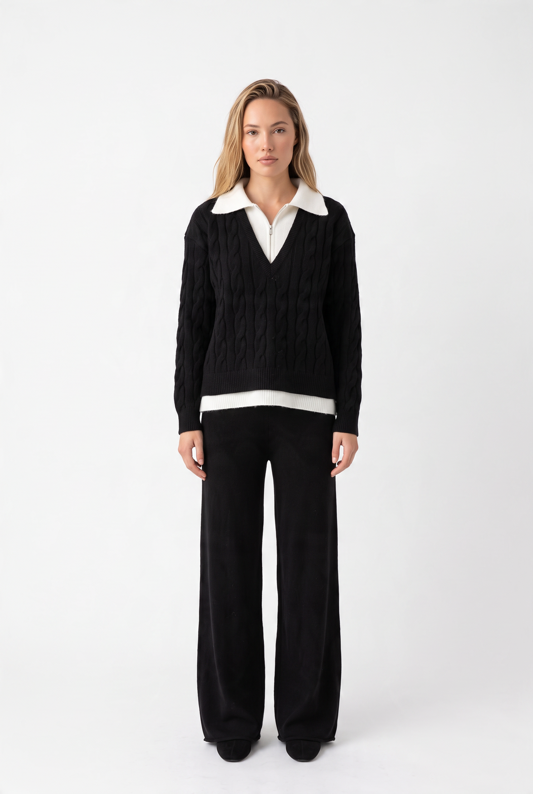 Sofia Knit Zipper Collar Cozy Set