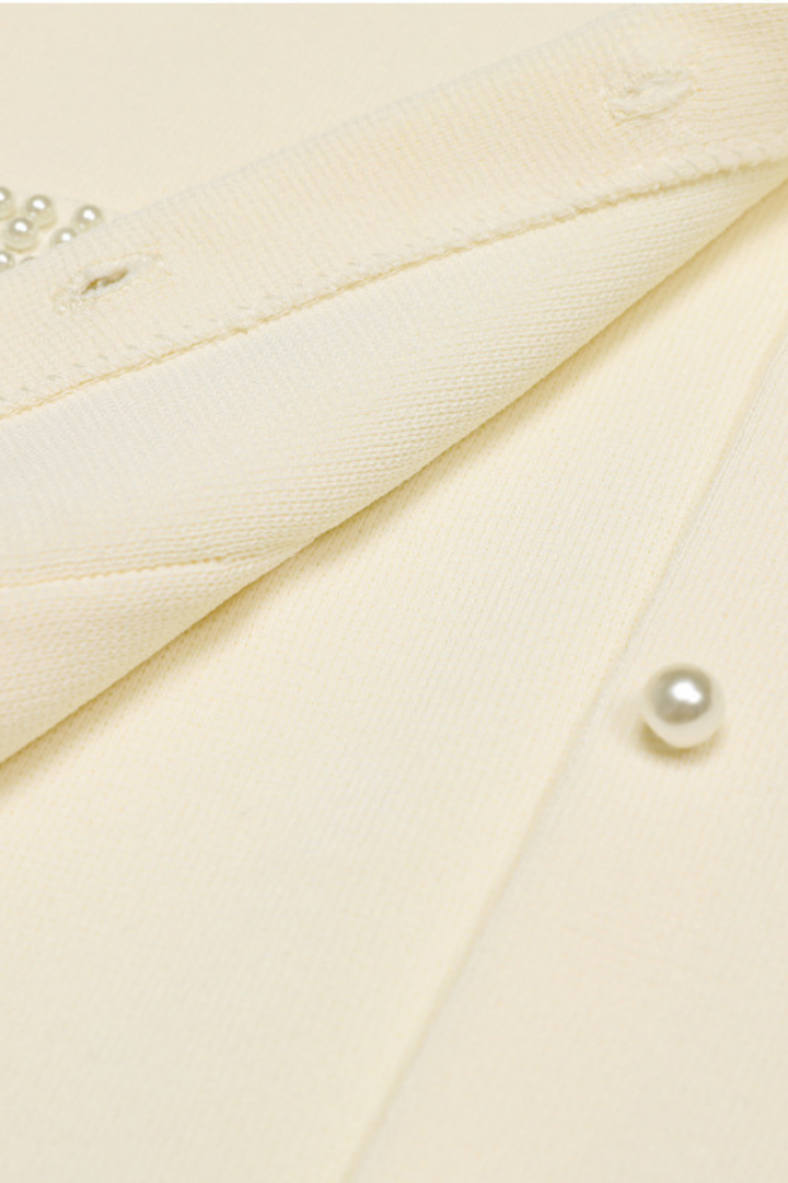 Pearl Trim Knit Jacket Top