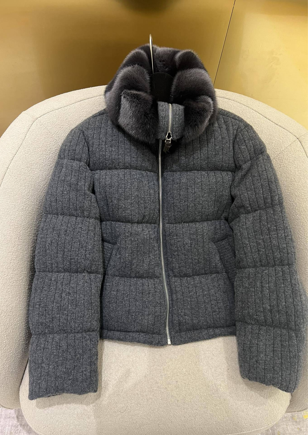 Lilia Warm Goose Down Wool Mink Fur Jacket