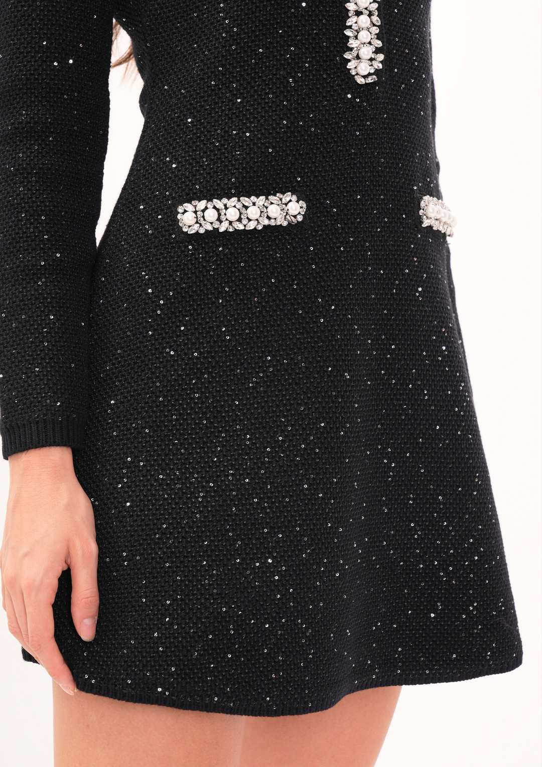 Averly pearl Luxe Sequin Knit Sparkle Mini Dress