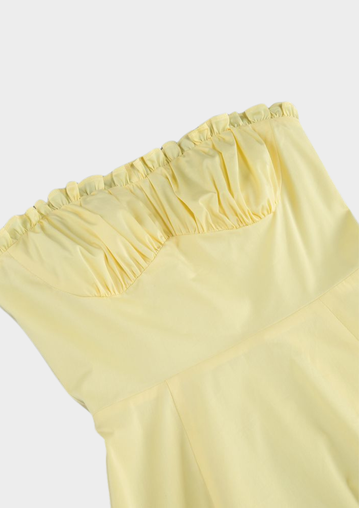 Serena Fishbone Lace Up Maxi Dress – Soft Yellow