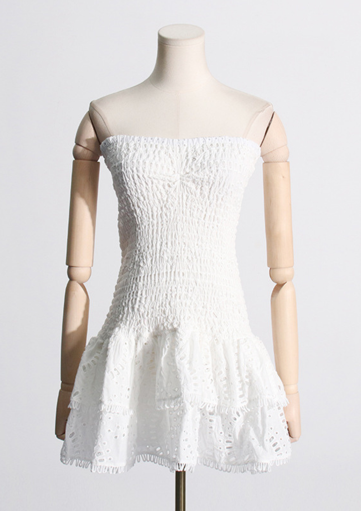 Mila  Embroidered Strapless Mini Dress