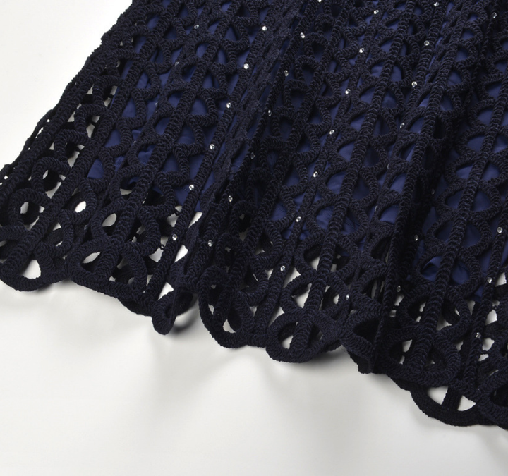 Midnight Crystal Knit Mini Dress