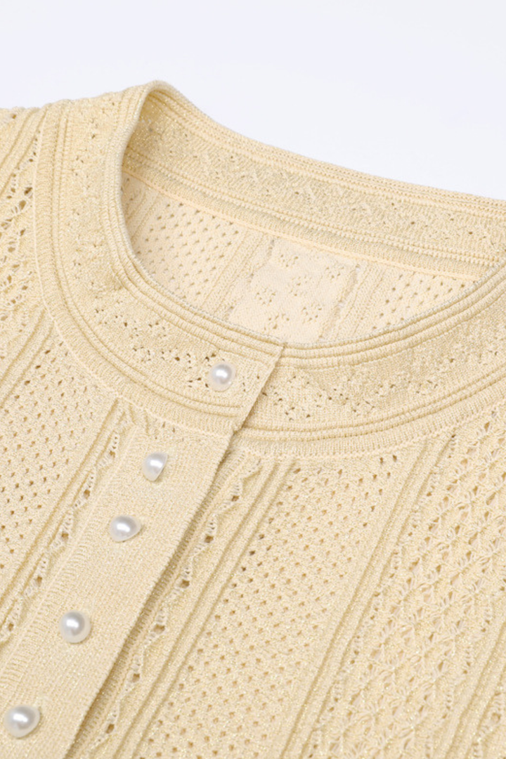 Pearl Luxe Buttoned Textured Knit Maxi Skirt Set