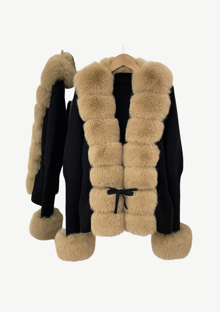 Elara Fur Trim Knit Cardigan