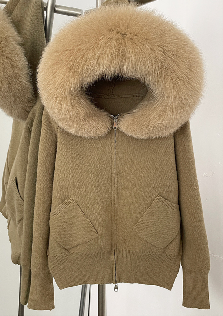 Seraphina Fur-Trimmed Knit Jacket