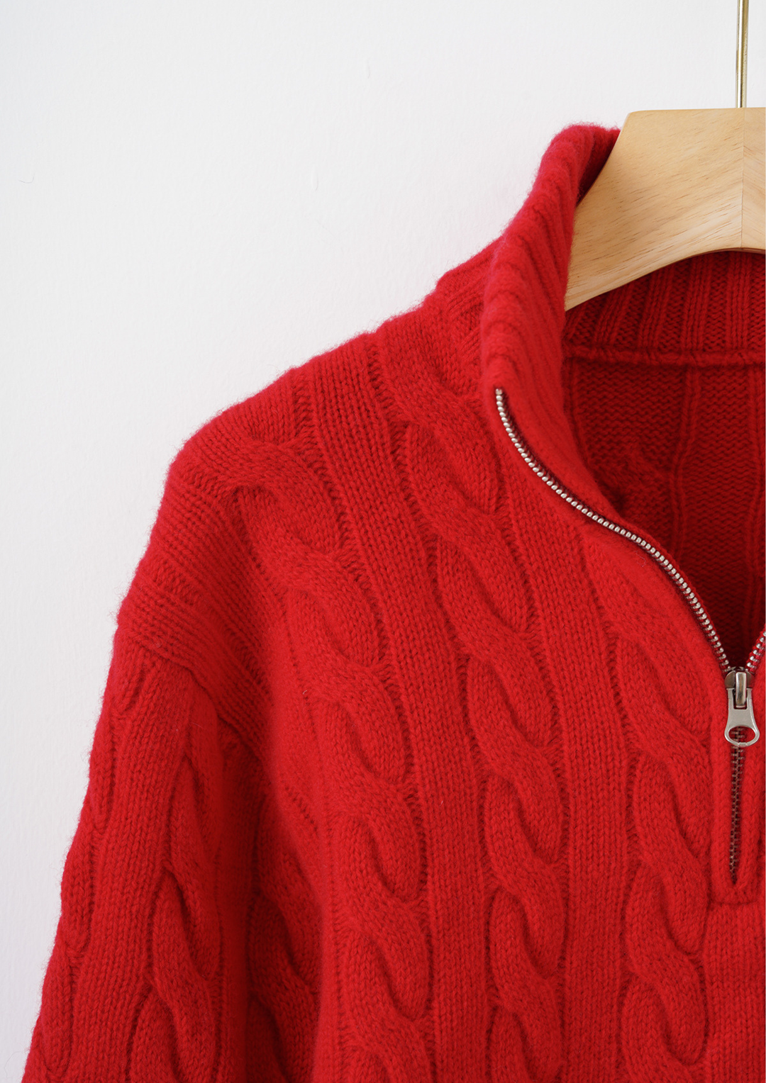 Half Zip Cable Knit Sweater
