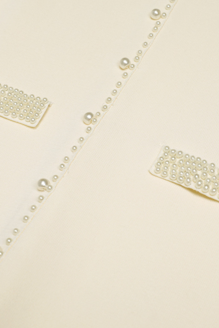 Pearl Trim Knit Jacket Top
