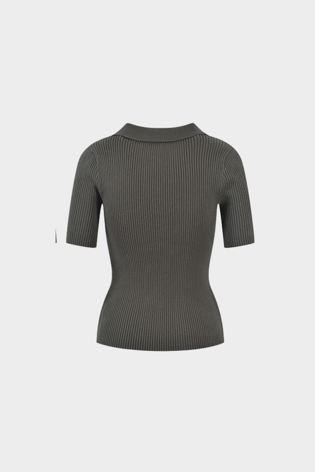 Ribbed Ice Knit Viscose Top in Charcoal