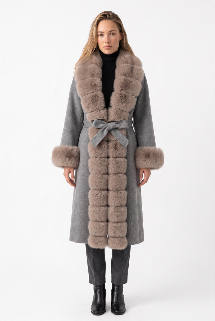 Midnight Luxe Fur  Long Coat