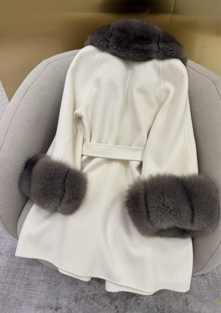 Gia Cashmere Mink Fur Cuffs Mini Coat