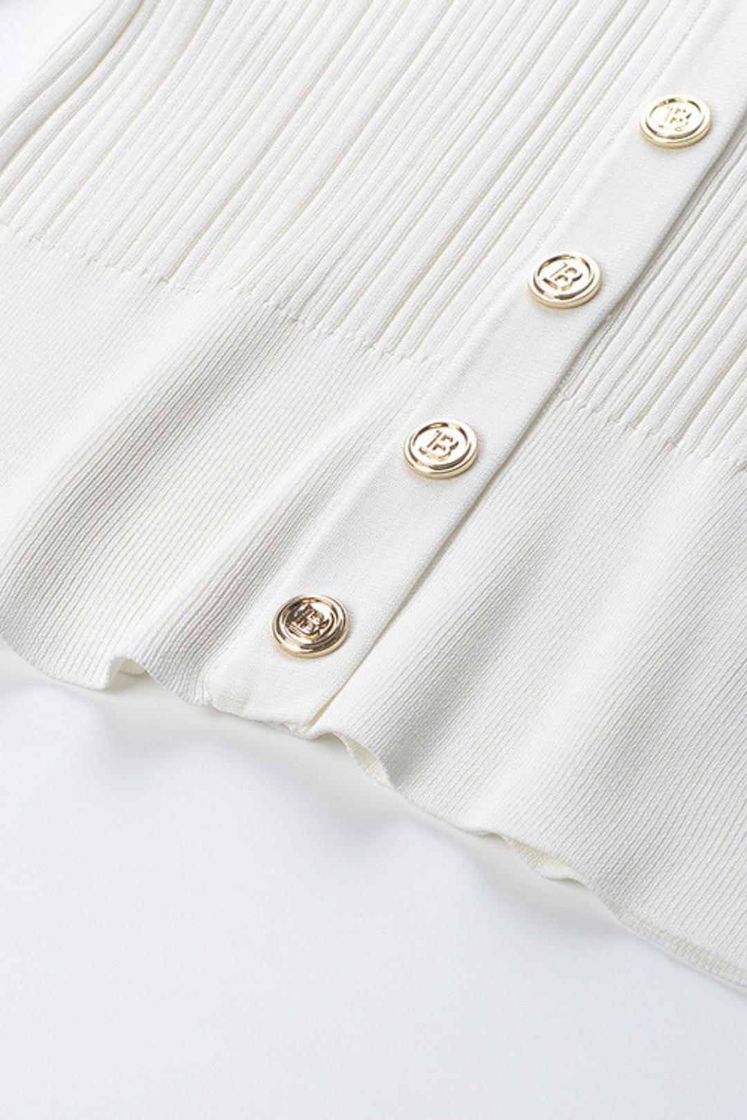 Sailor Collar Ribbed Knit Button Up Top