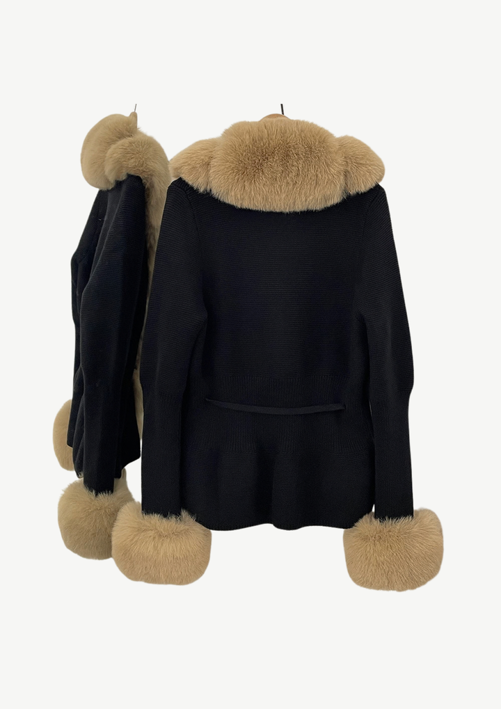 Elara Fur Trim Knit Cardigan
