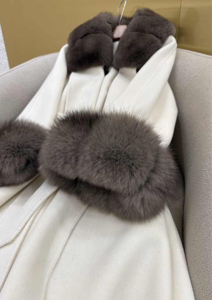 Gia Cashmere Mink Fur Cuffs Mini Coat