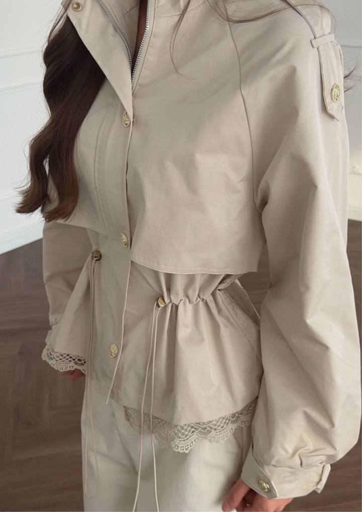Elara Lace-Trim Utility Jacket