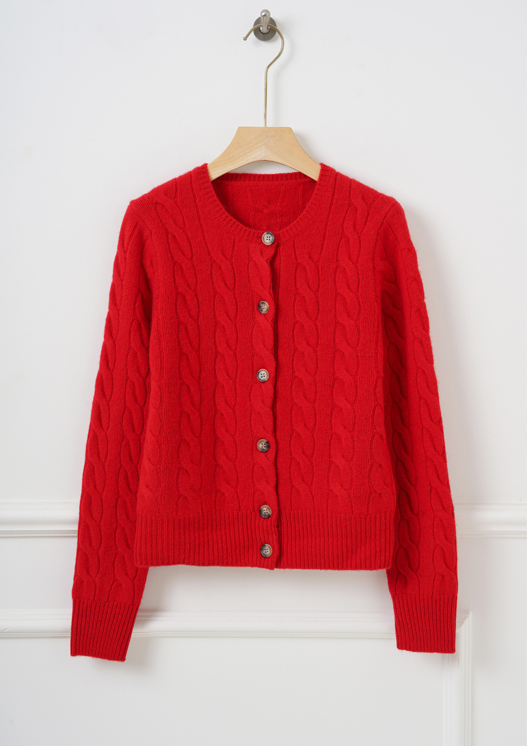 Classic Cable Knit Wool Cardigan