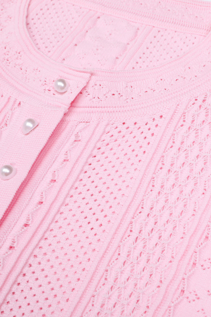 Pearl Luxe Buttoned Textured Knit Maxi Skirt Set