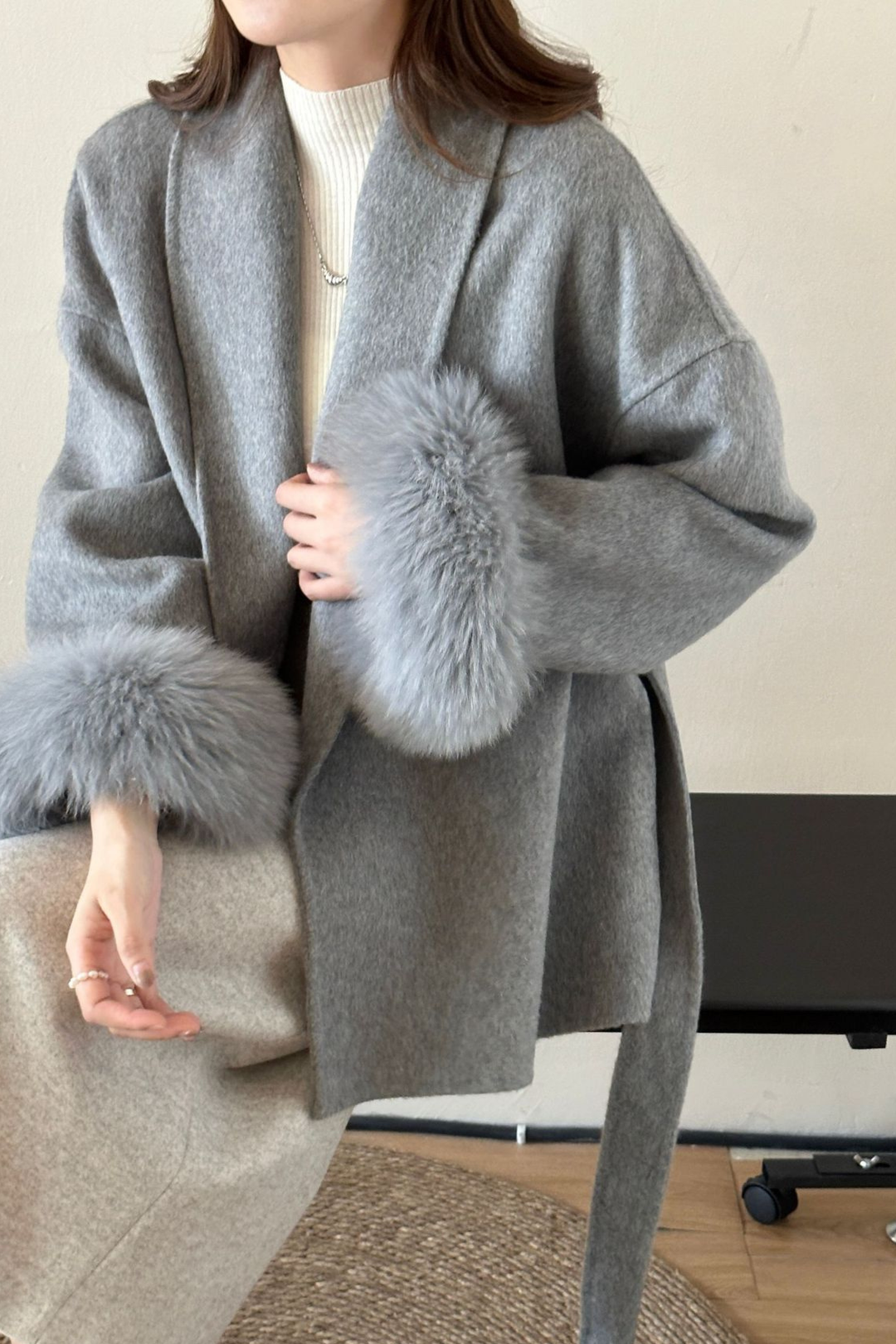Siena Soft Wool  Cuff Shawl Wrap Coat
