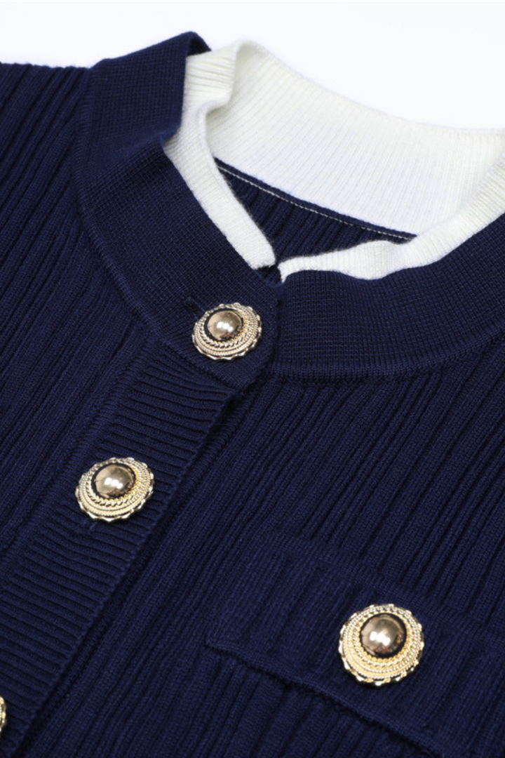 Majestic Knit Contrast Cuffs Sculpted Waist  Maxi Dress