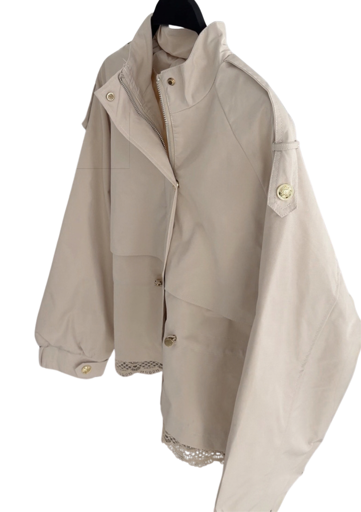 Elara Lace-Trim Utility Jacket