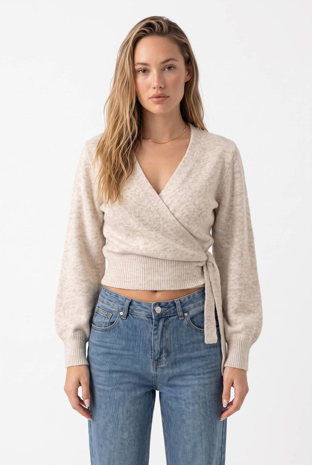 Valeria Elegant Wrap Knit Top