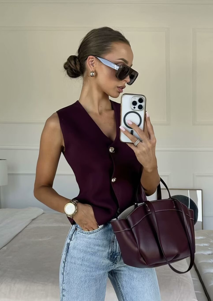 Chic Knit Button Vest