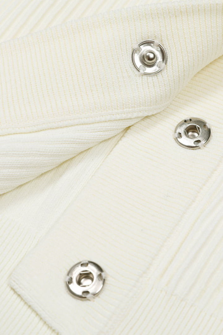 Gem Button Ribbed Knit Cardigan