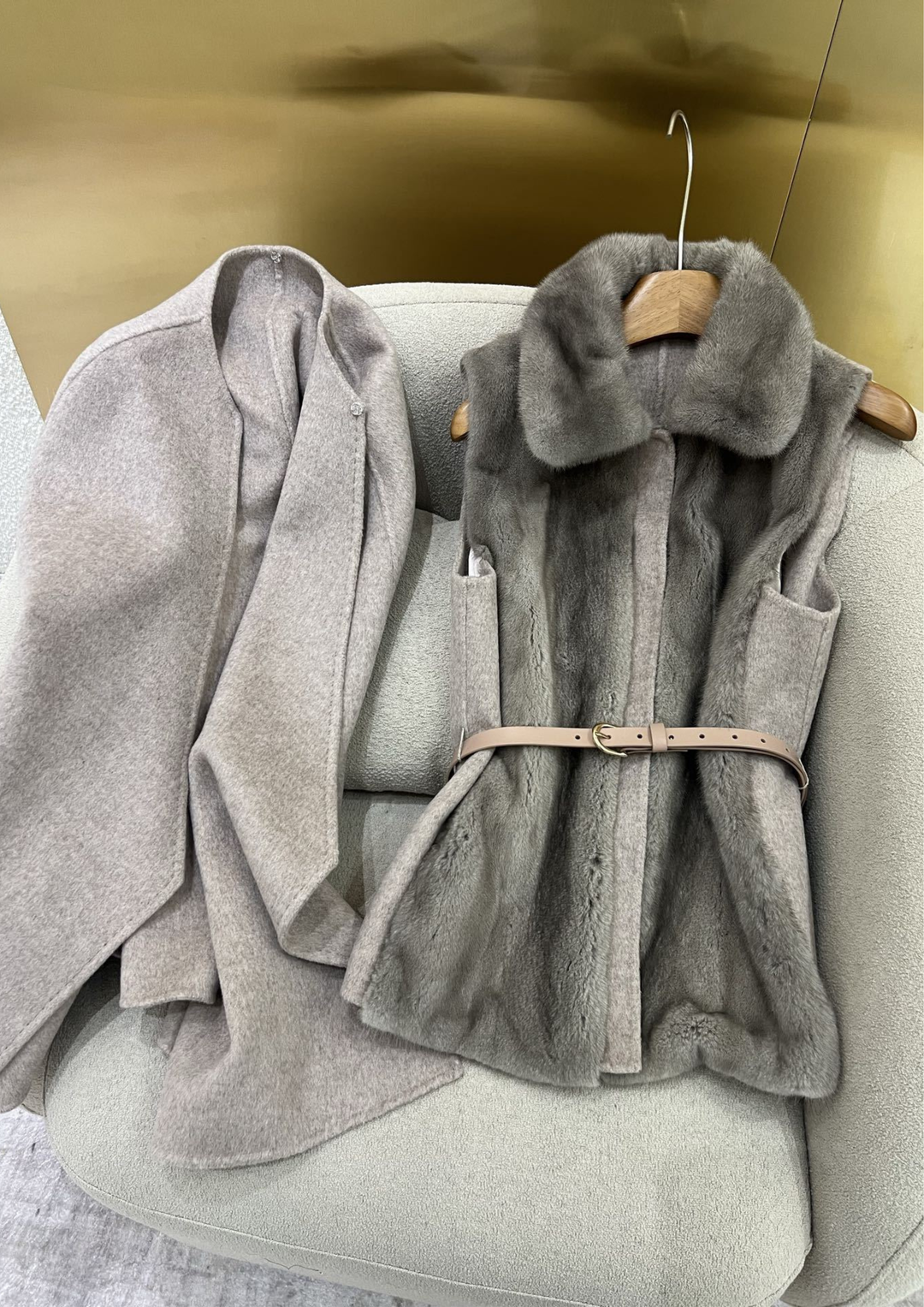 Georgina Cashmere Mink Cape & Vest Set