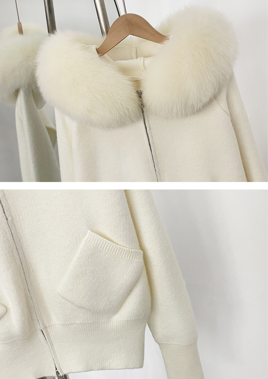 Seraphina Fur-Trimmed Knit Jacket