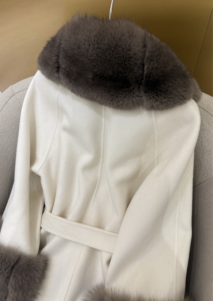 Gia Cashmere Mink Fur Cuffs Mini Coat