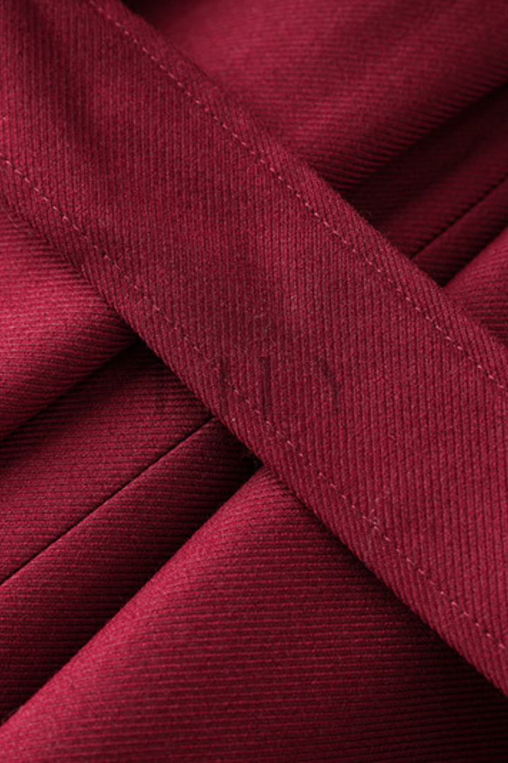 Classic Belted Fall Lapel Collar Adjustable Cuff Long Coat