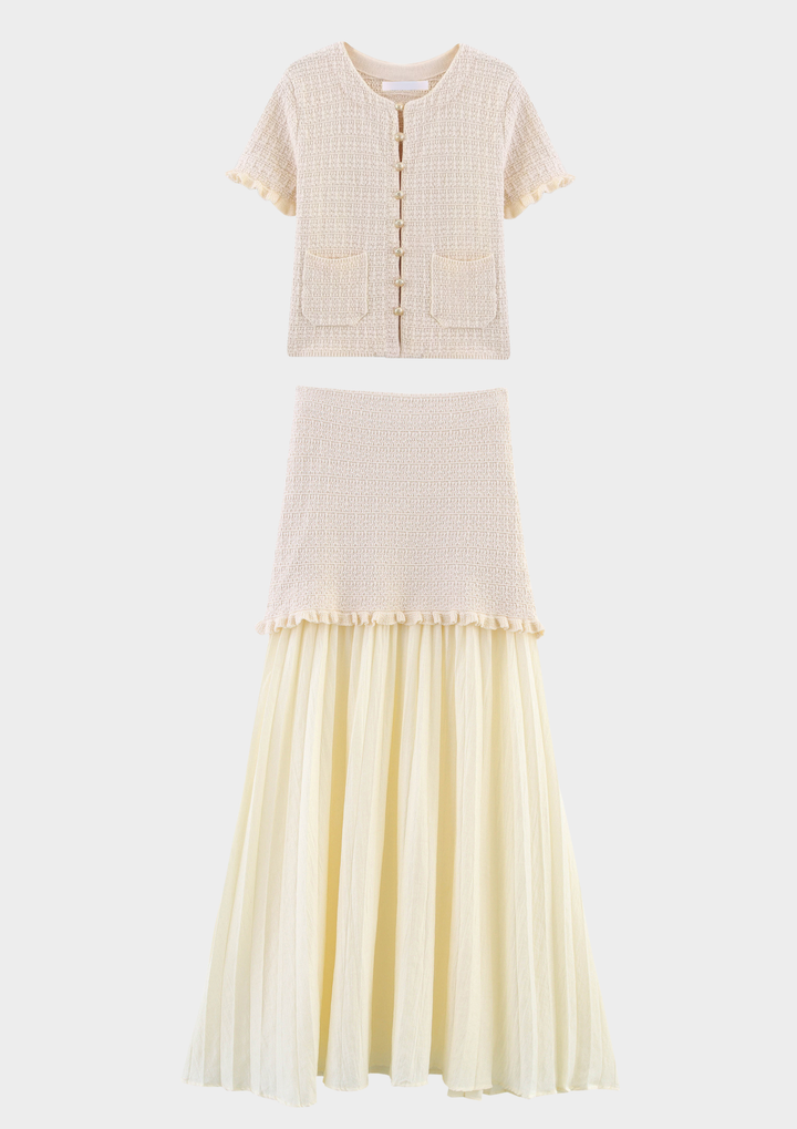 Knit Cardigan &amp; Maxi Skirt Set