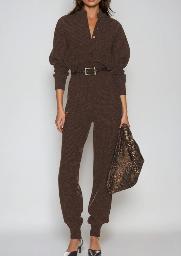 Natasha Pure Wool Ribbed Knit Jumpsuit