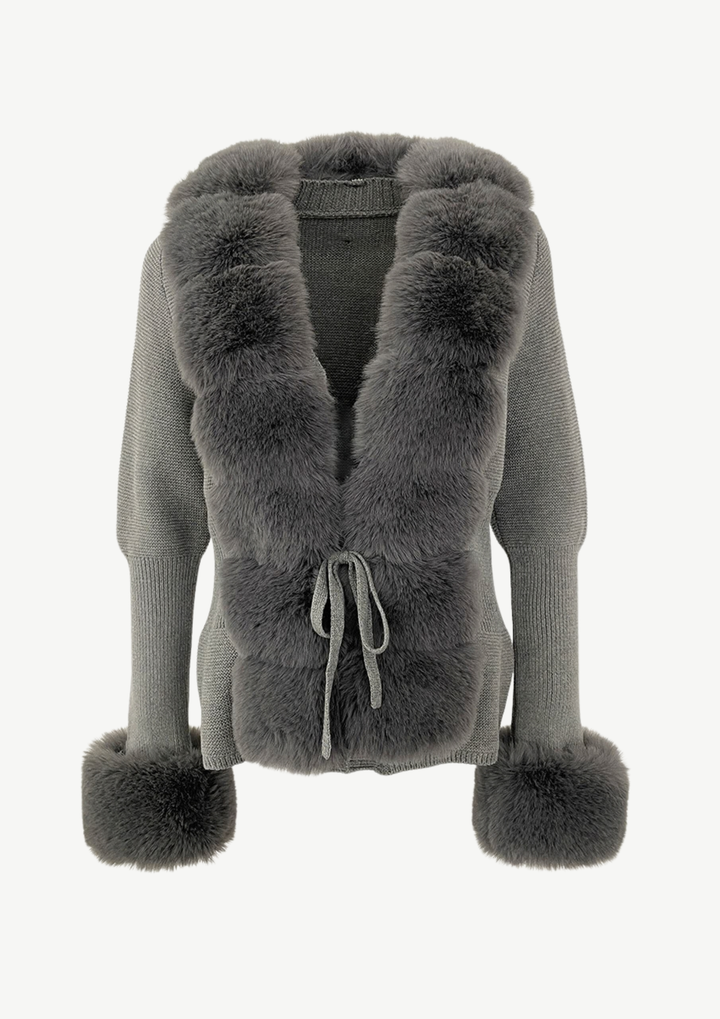 Elara Fur Trim Knit Cardigan