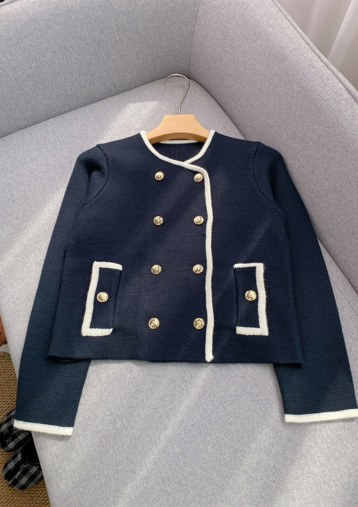 Clara Navy Contrast Trim Jacket