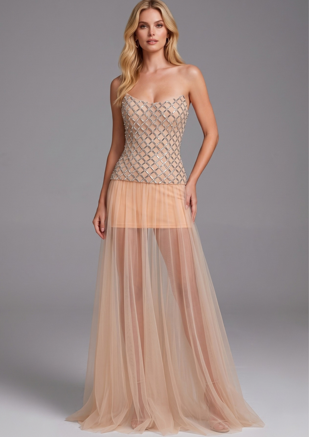 Evelina Crystal Tulle Gown