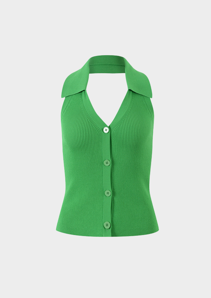 Lemon Halter Ice Knit Top