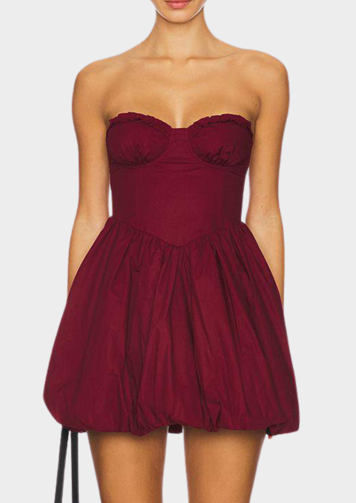 Wrap Chest Backless Bubble Mini Dress