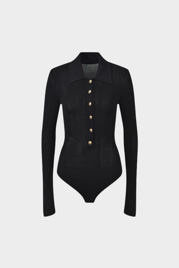 Soft Viscose Knit Long Sleeve Bodysuit Top