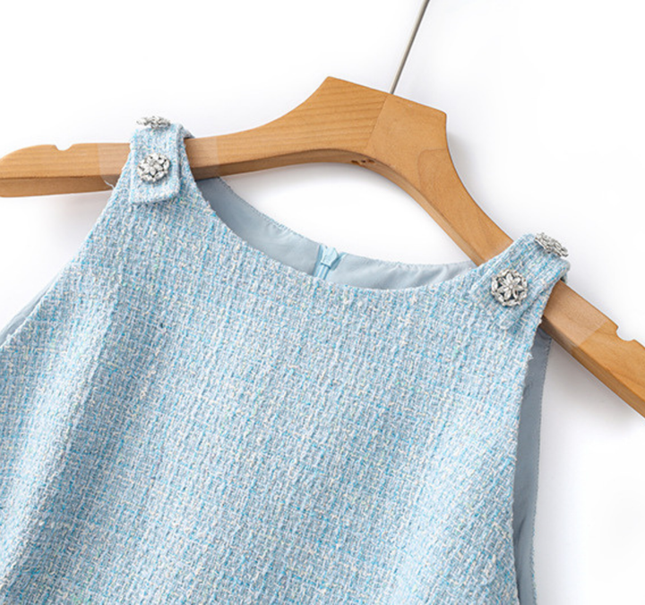 Sky Blue Tweed Shift Dress