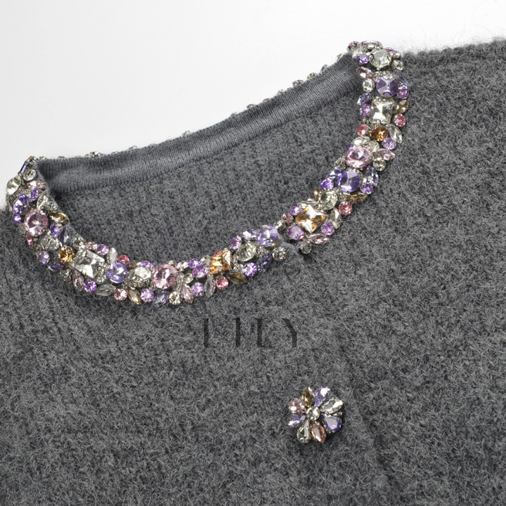Laura Crystal Knit Cardigan Top