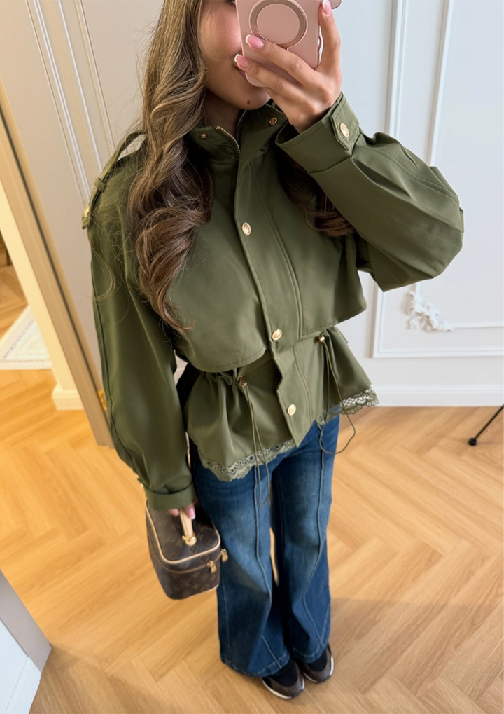 Elara Lace-Trim Utility Jacket