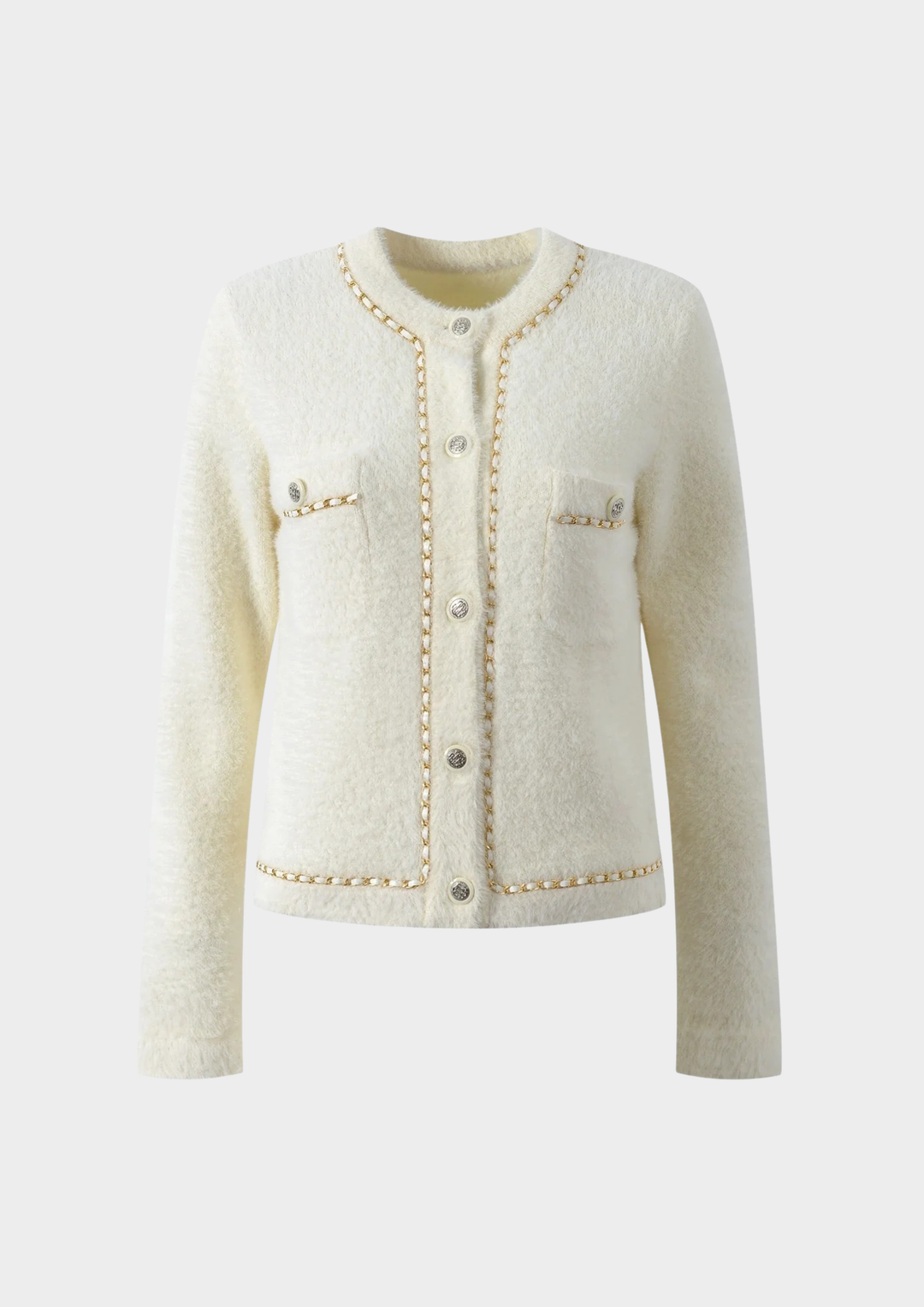 Chain Trim Soft Knit Cardigan Top