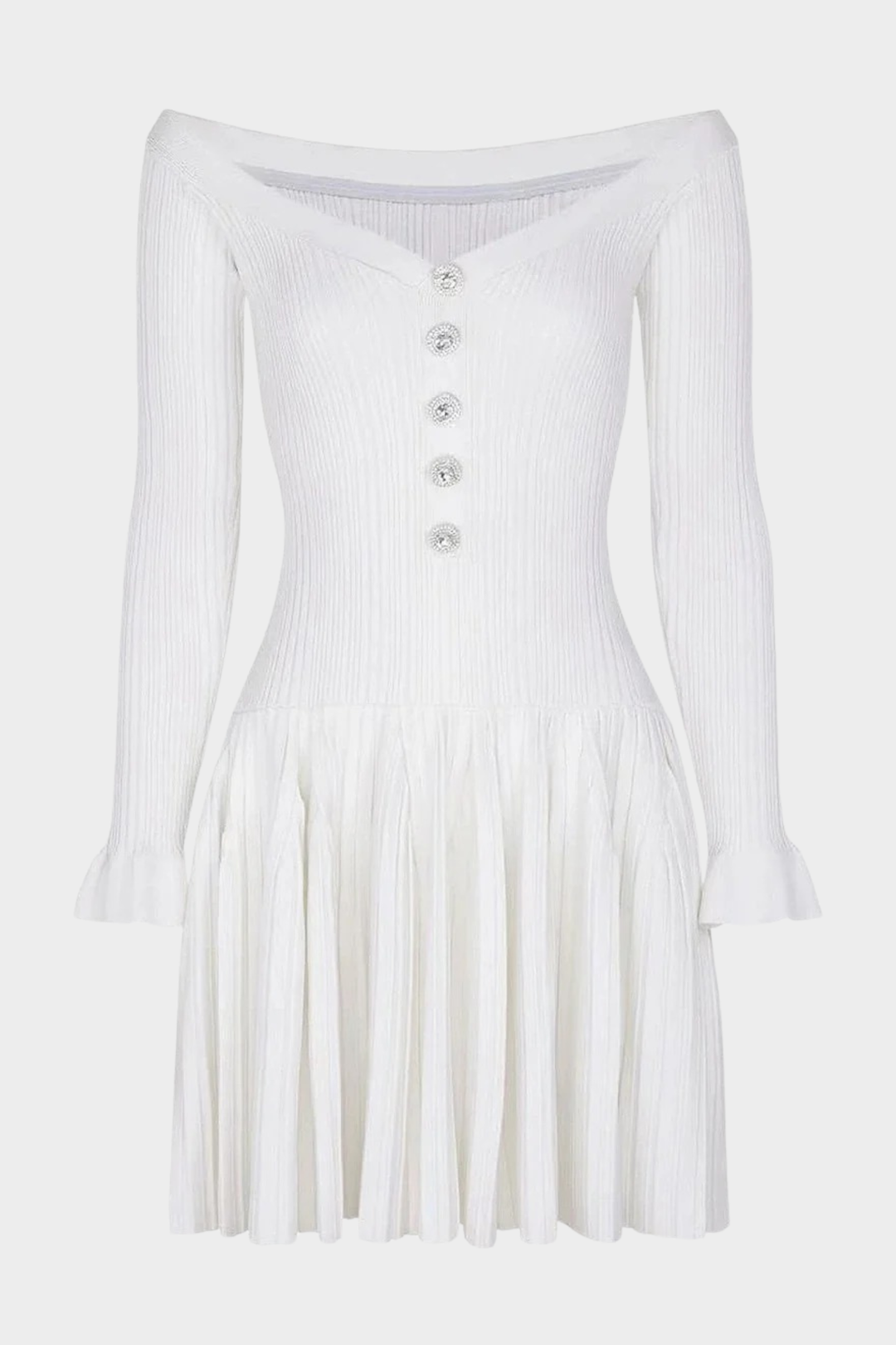 Élise Off Shoulder Crystal Knit Mini dress