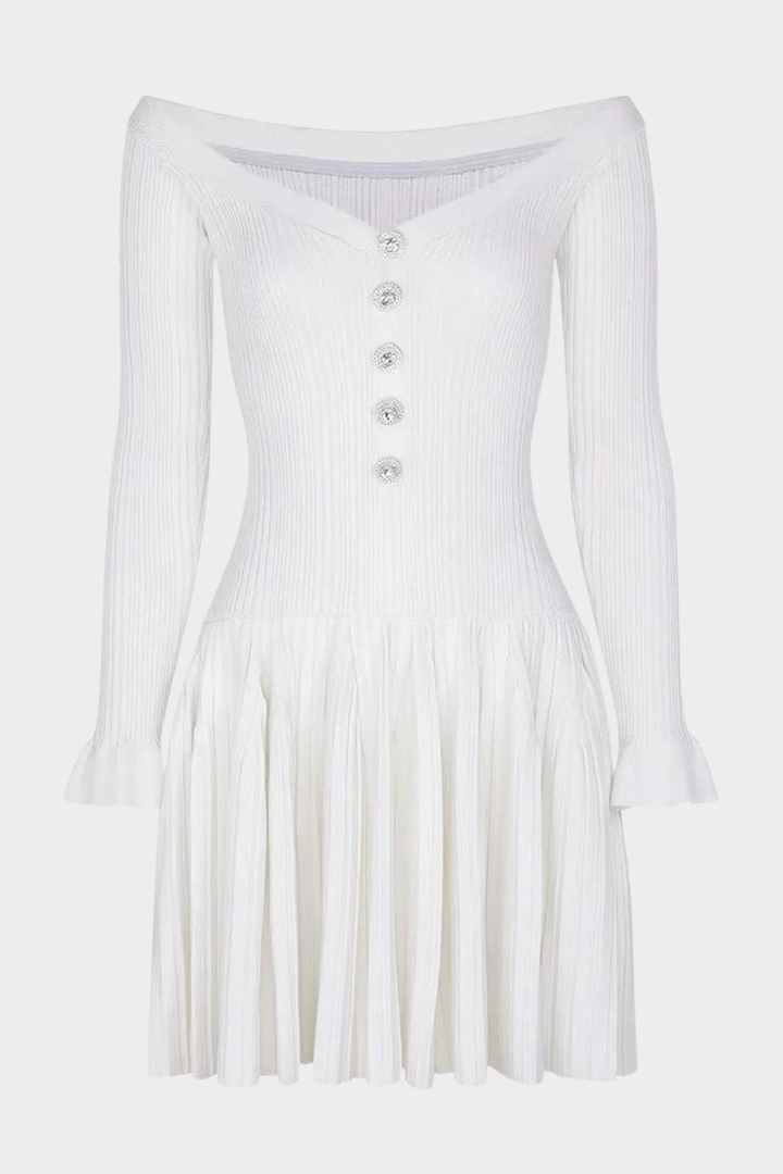 Élise Off Shoulder Crystal Knit Mini dress