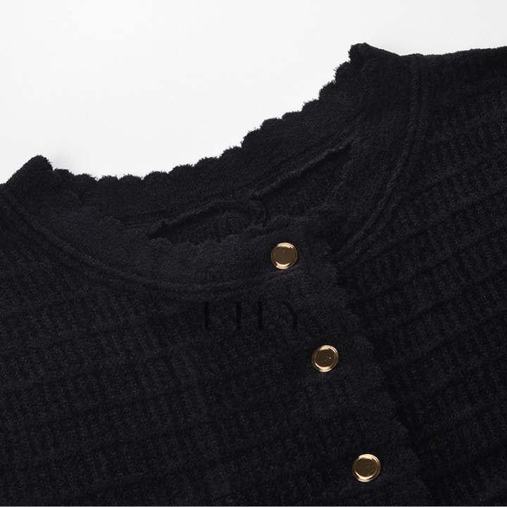 Classic Buttoned Wool Knit Maxi Dress