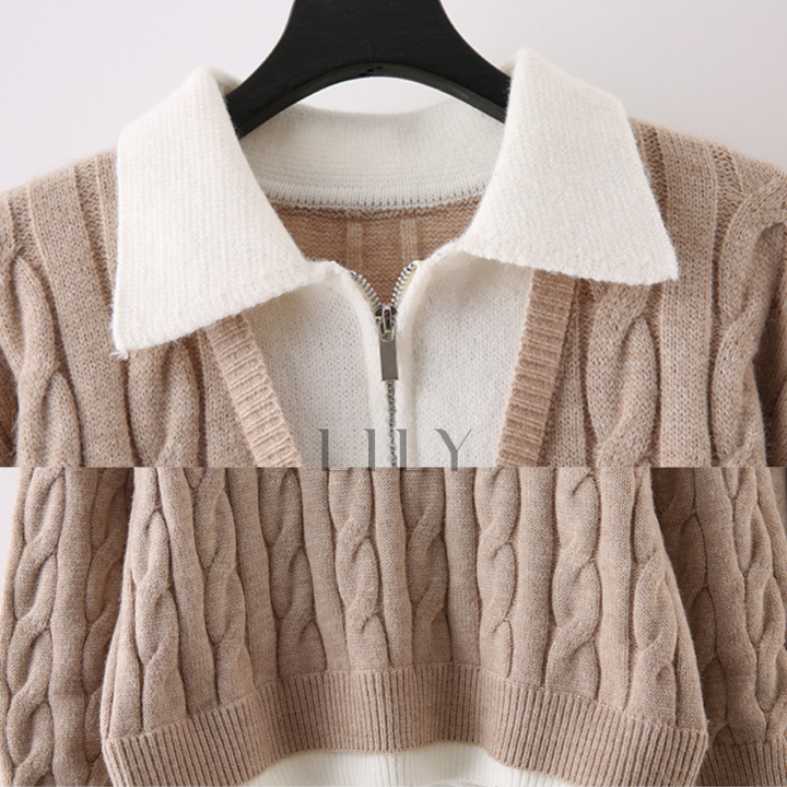 Sofia Knit Zipper Collar Cozy Set